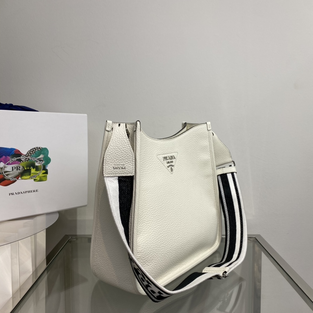 Prada Soft Leather Hobo Bag Shoulder Bag White 1BC073